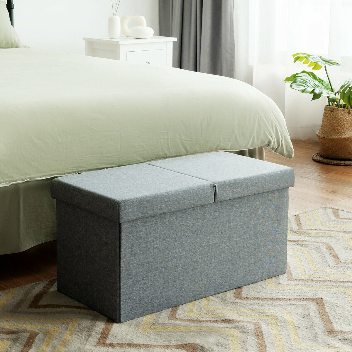 30 Inch Folding Storage Ottoman with Lift Top