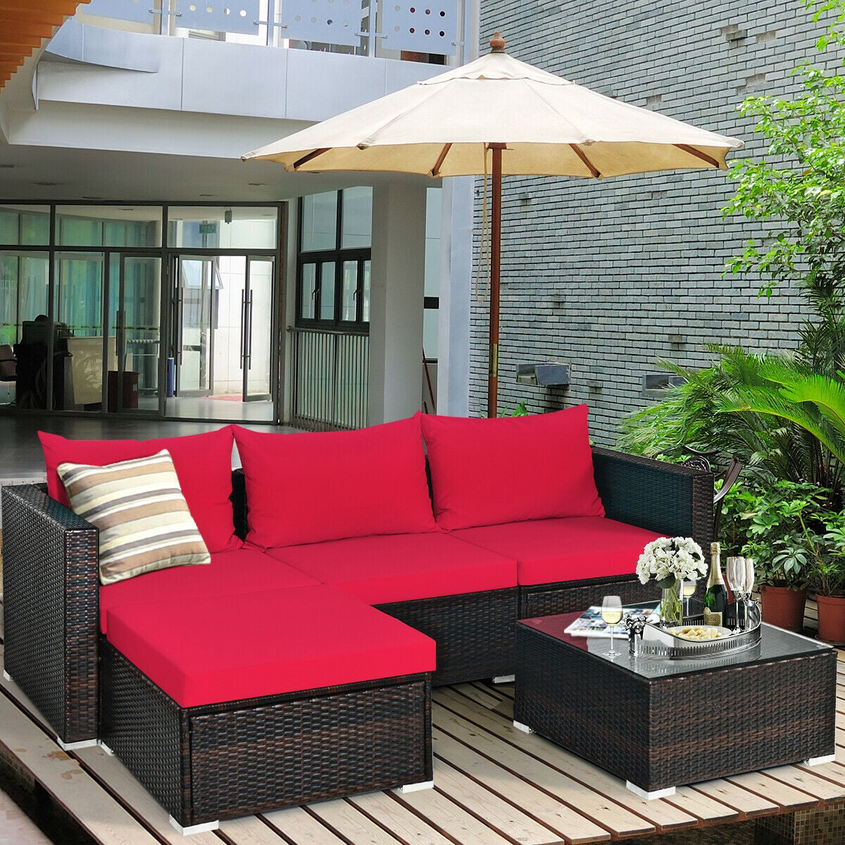 5 Pieces Patio Rattan