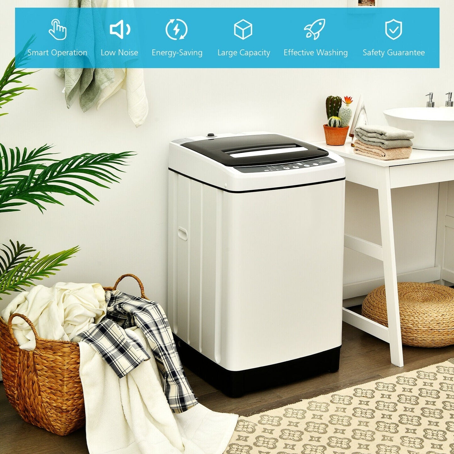 Full-Automatic Washing Machine 1.5 Cubic Feet 11 LBS Washer