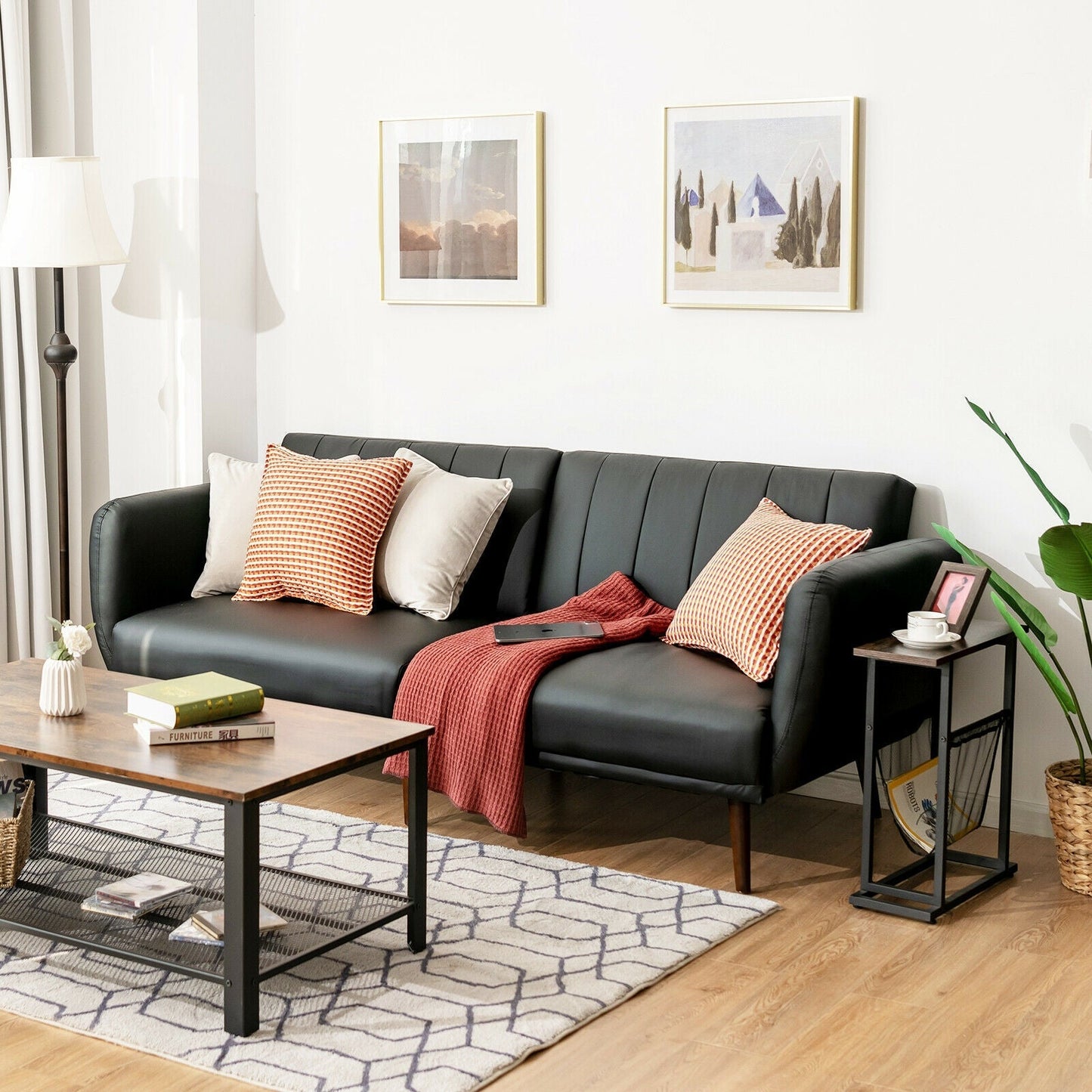 3 Seat Convertible Sofa Bed with Adjustable Backrest for Living Room