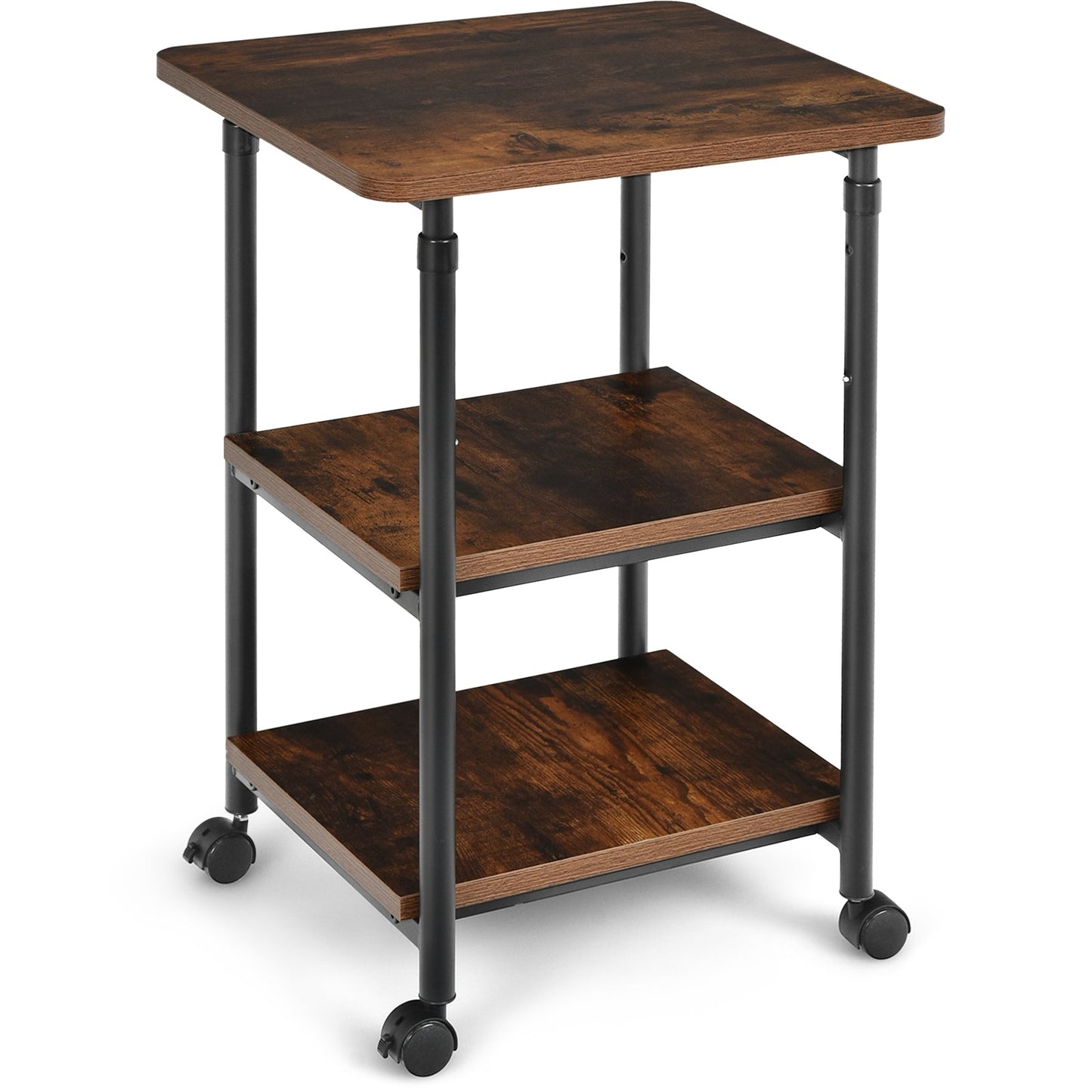 3-tier Adjustable Printer Stand with 360° Swivel Casters