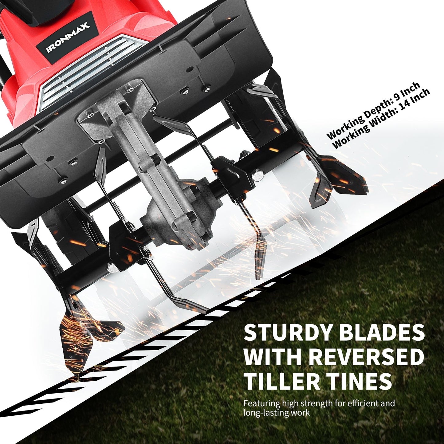 17-Inch 13.5 Amp Corded Electric Tiller and Cultivator 9-Inch Tilling Depth