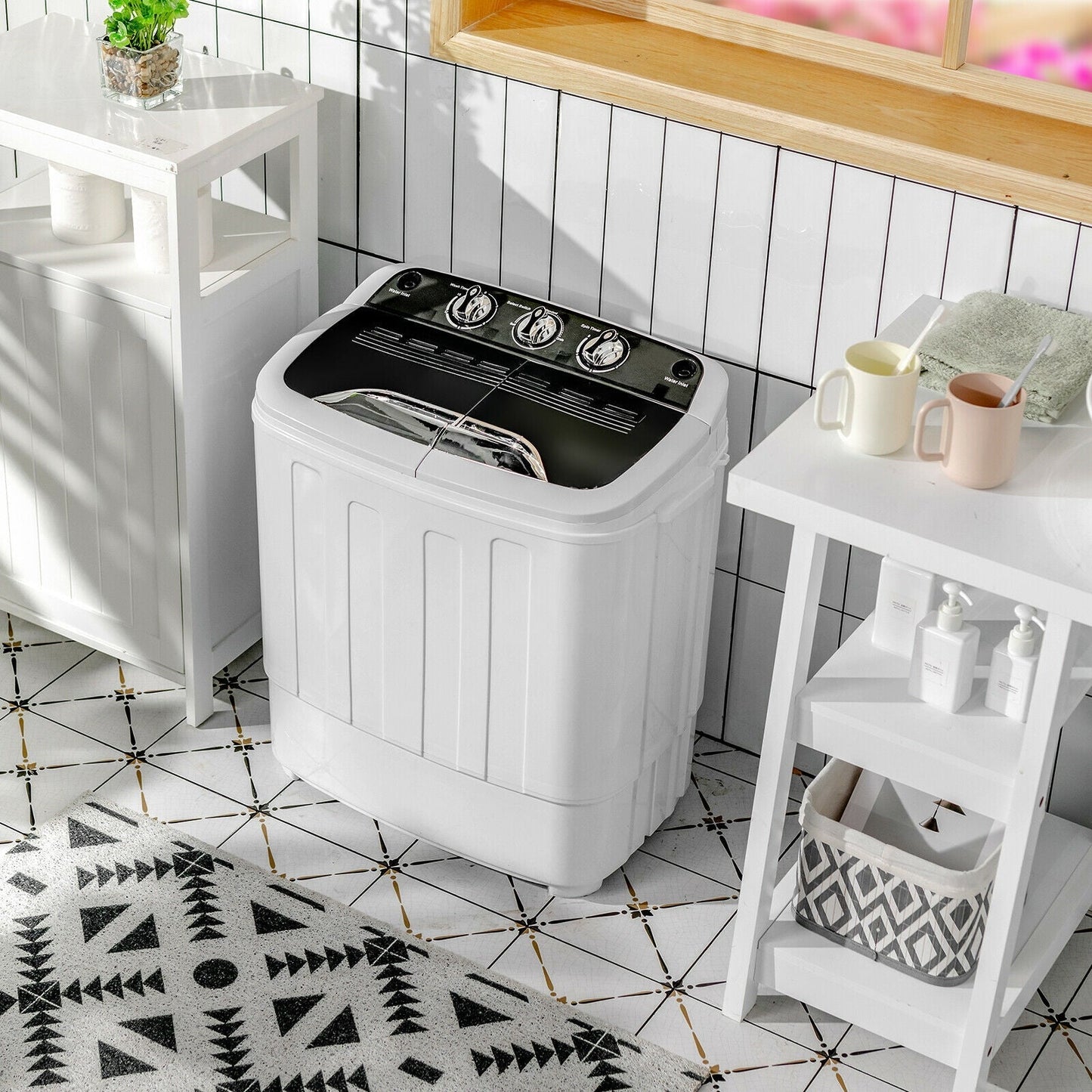 8 lbs Portable Mini Twin Tub Spinner Semi-Automatic Washing Machine