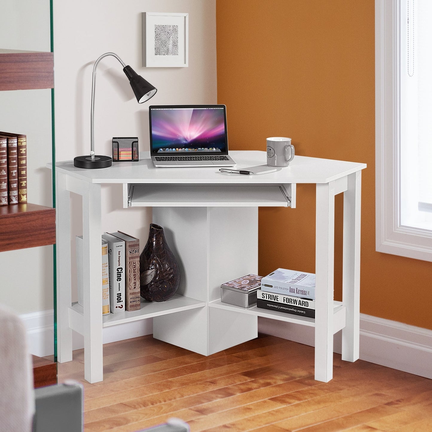 Wooden Study Computer Corner Desk with Drawer