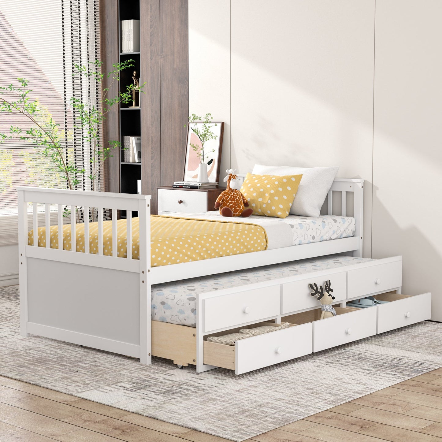Twin Captain’s Bed with Trundle and 3 Storage Drawers