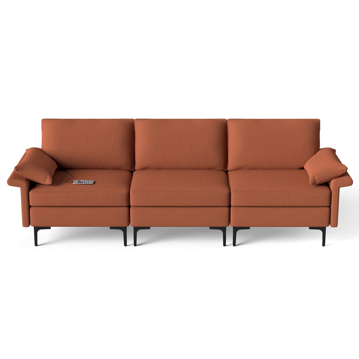 Large 3-Seat Sofa Sectional with Metal Legs and 2 USB Ports for 3-4 people