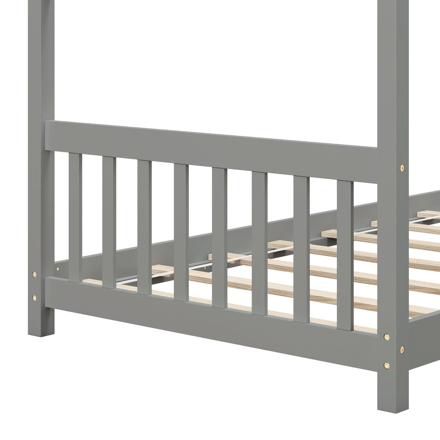 Twin Size Wooden House Bed with Roof