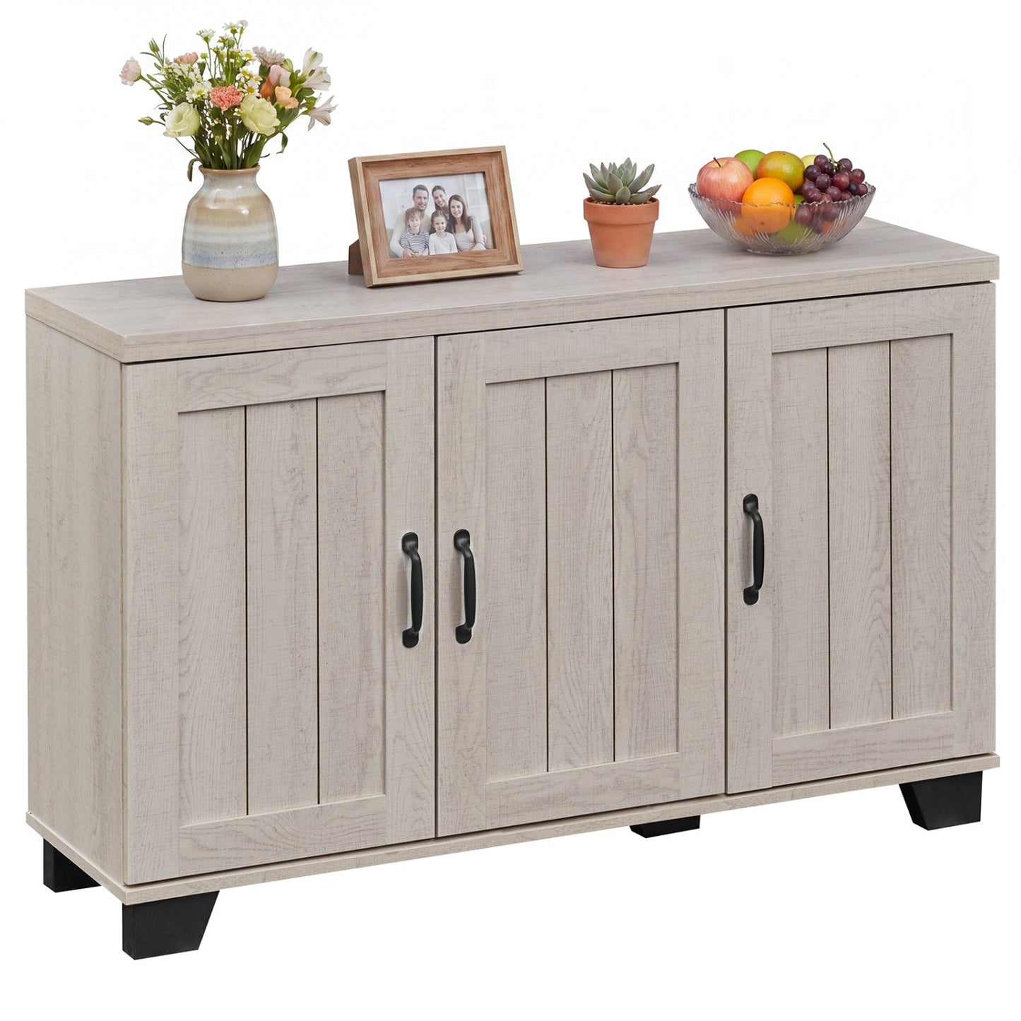 3-Door Buffet Sideboard with Adjustable Shelves and Anti-Tipping Kits