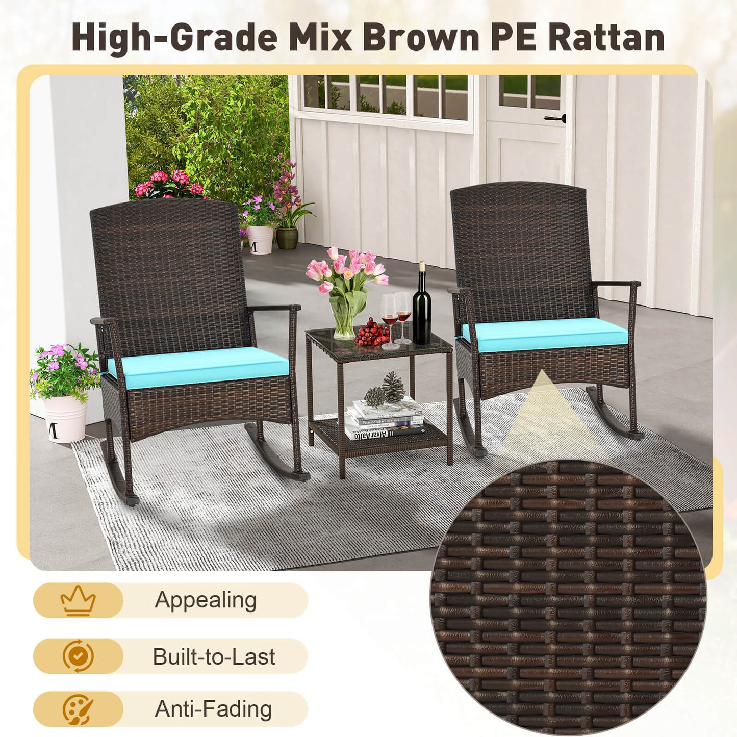 3 Piece Patio Rocking