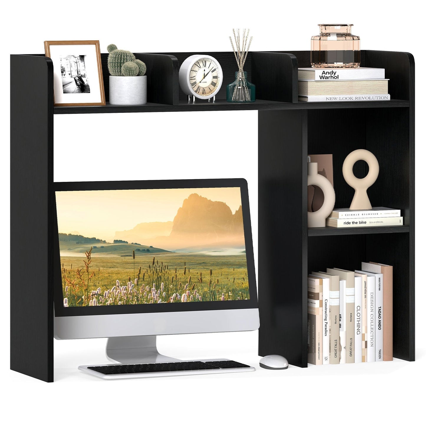 3-Tier Multipurpose Desk Bookshelf with 4 Shelves