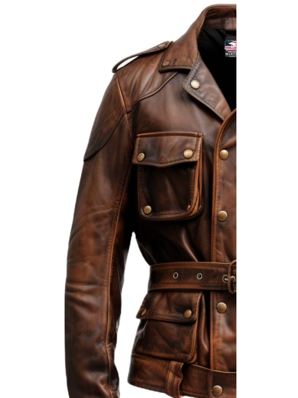 Men’s Military Style Vintage Leather Jacket