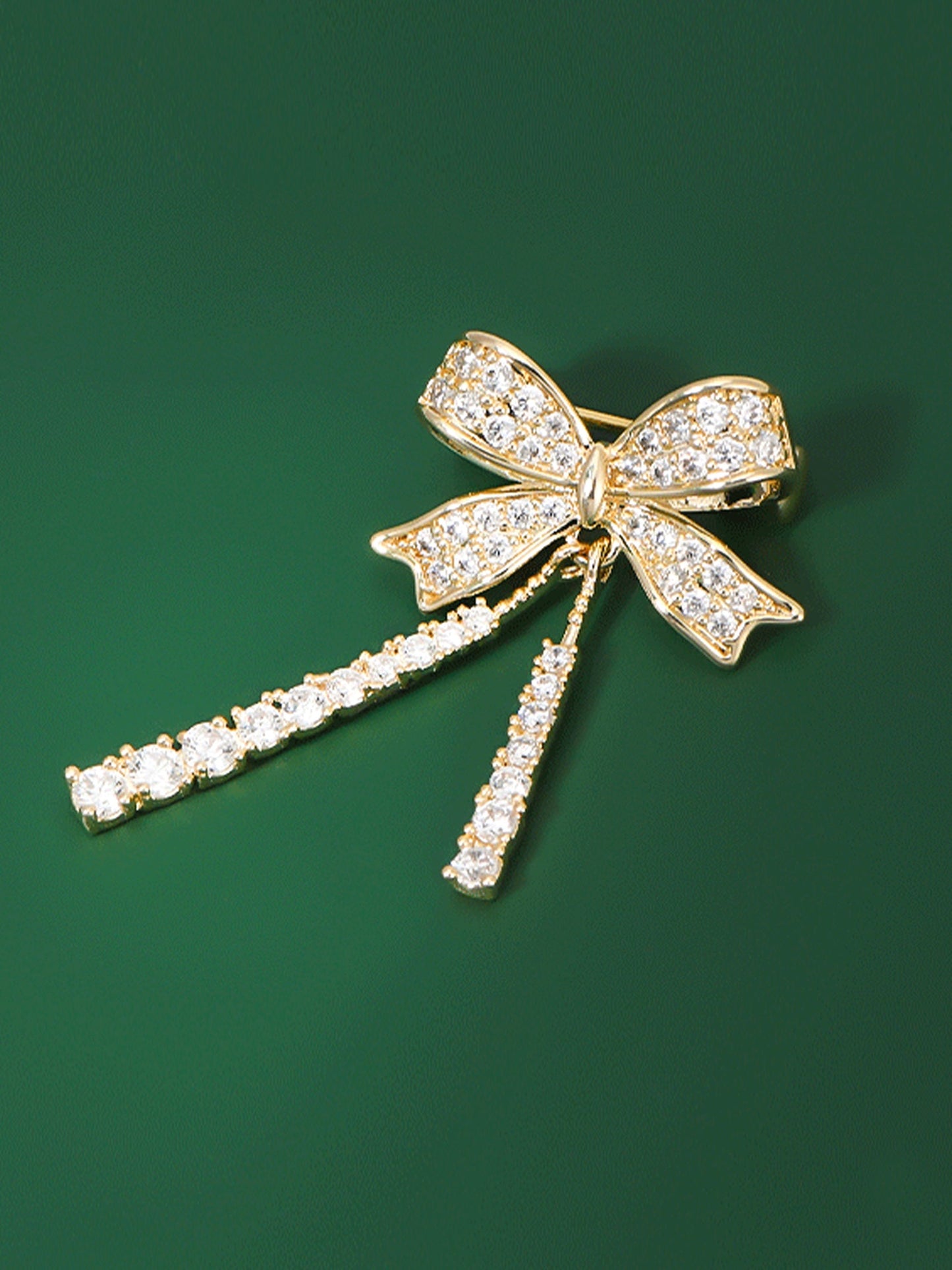 Alloy & Crystal Bow Fringed Mini Brooch