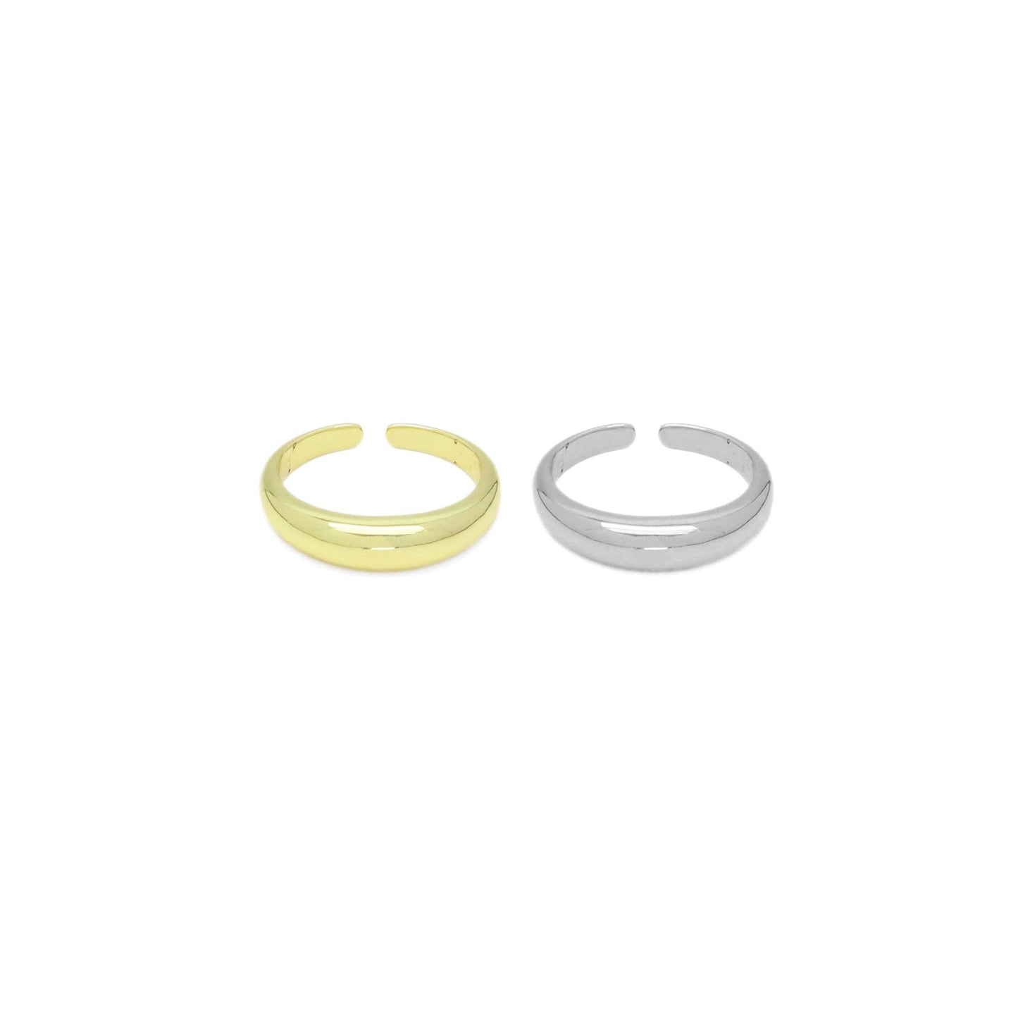 Gold Silver Dome Adjustable Ring, Sku#A159