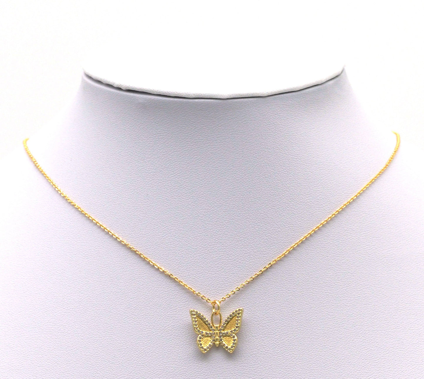 Gold CZ Butterfly Charm, Sku#L700