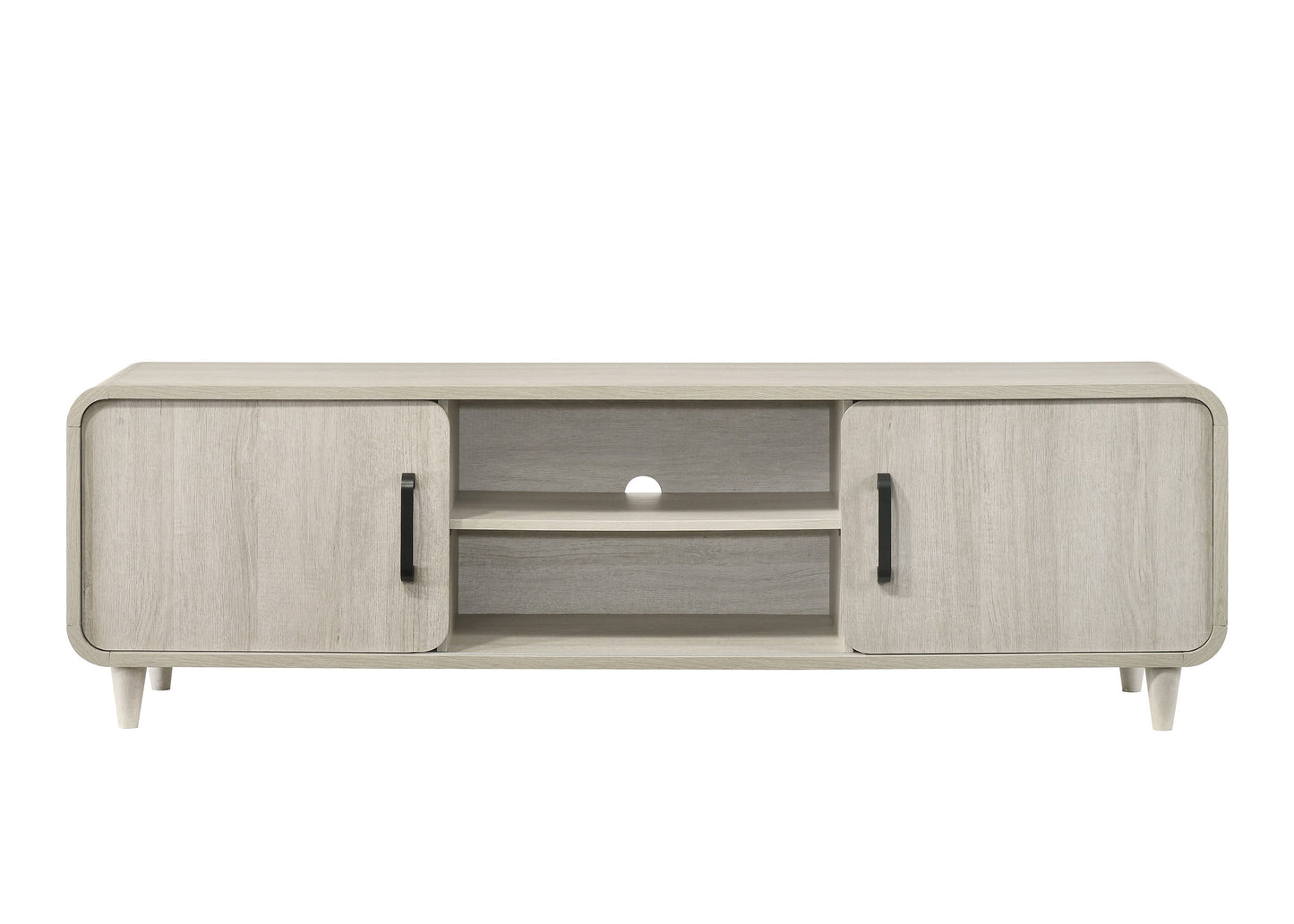 1pc TV Stand - Contemporary Light Wood Finish with Sliding Doors