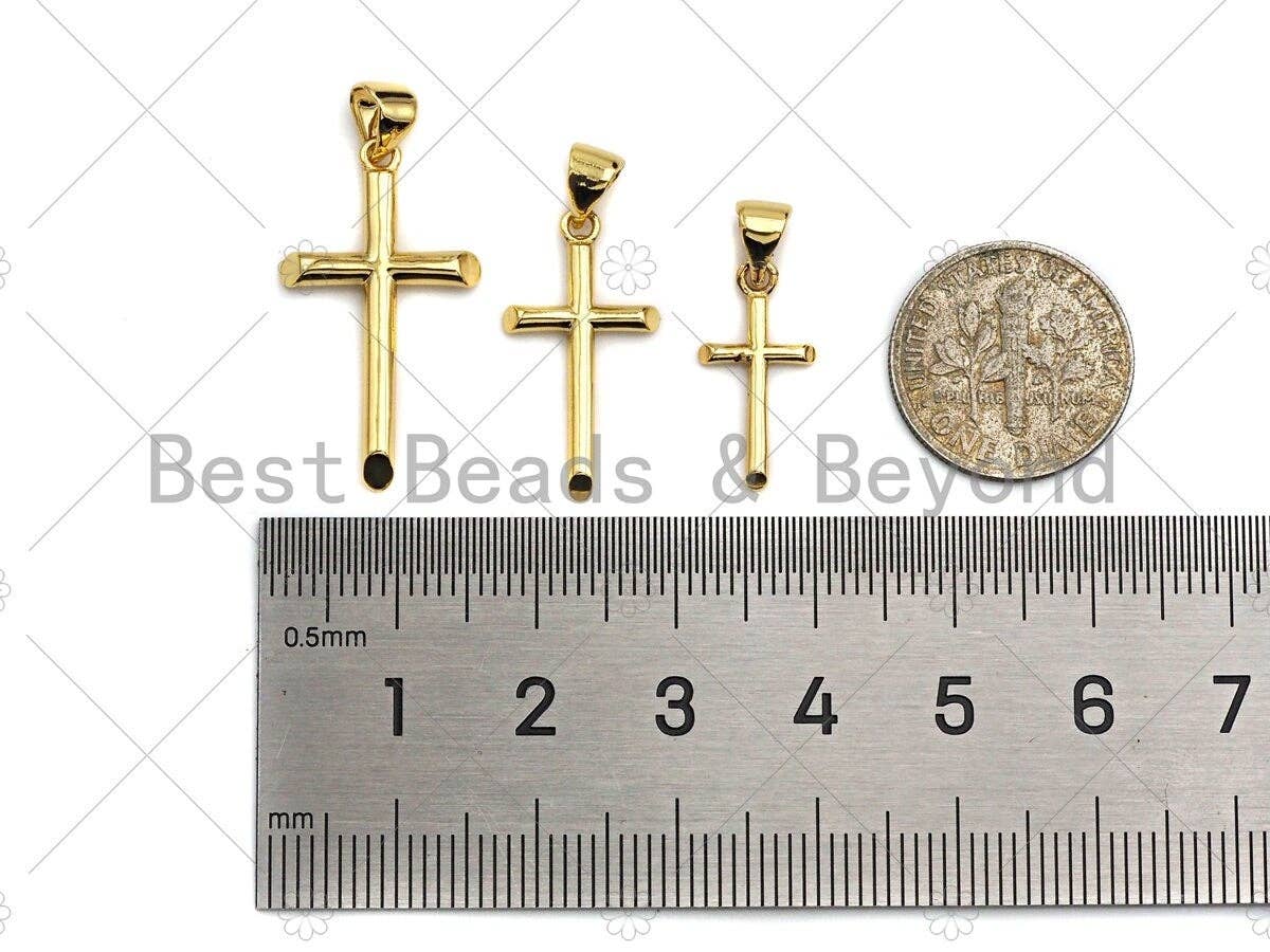 18k Gold Plated Cross Shape Charms, Gold Cross Charms, Cross Pendant, Gold Pendant, Cross Necklace Charms, 9x17/12x22/15x26mm, Sku#LK148