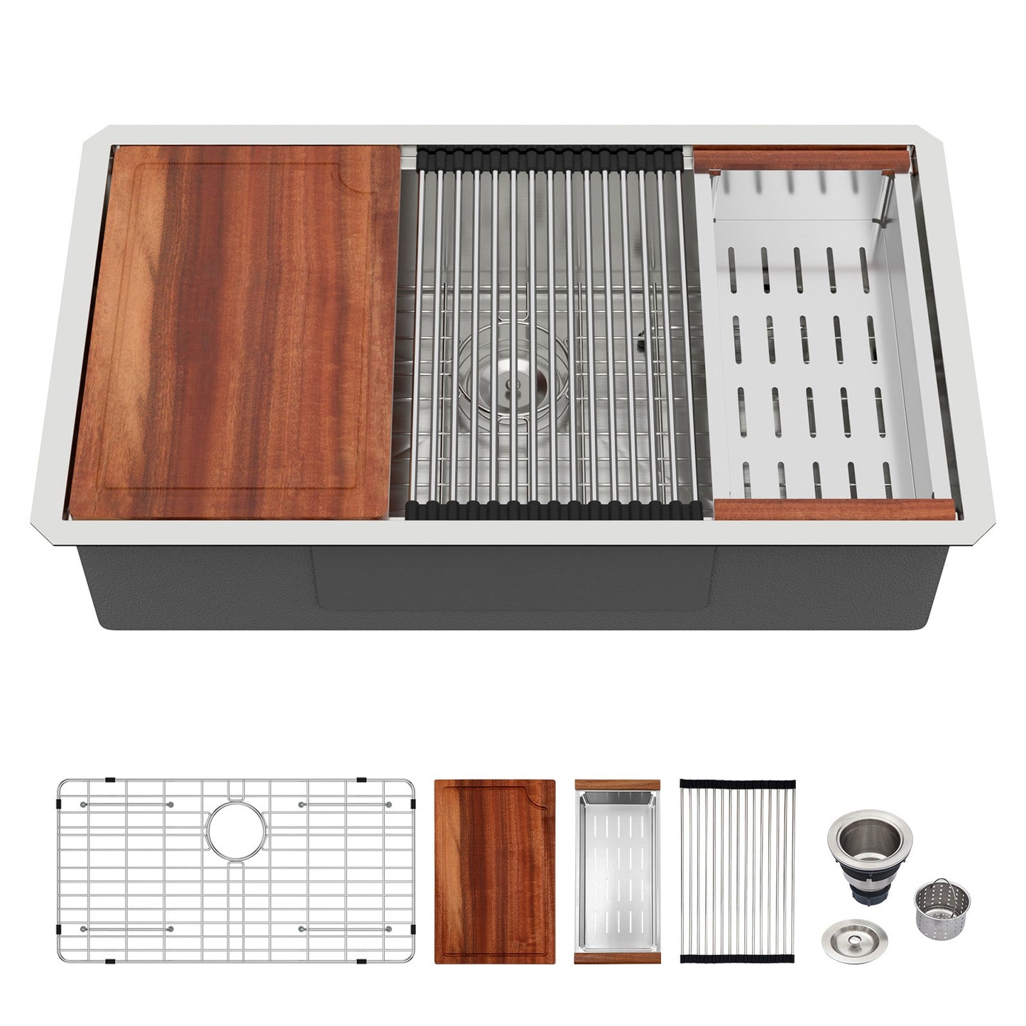 30" Undermount Kitchen Sink - 16 Gauge Stainless Steel