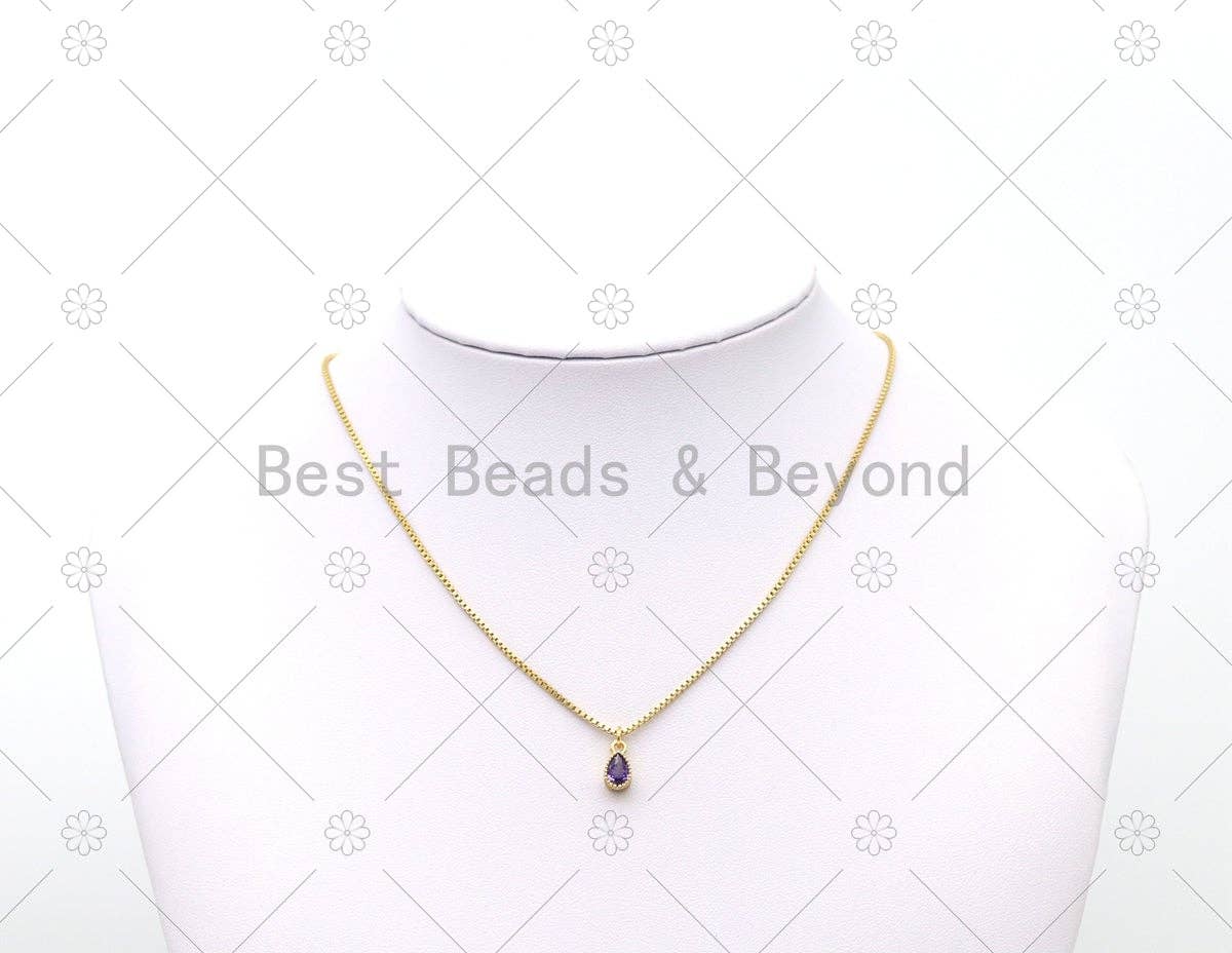 Colorful CZ Micro Pave Teardrop Shape Pendant,18K Gold Filled Teardop Charm, Necklace Bracelet Charm,,Sku#LK523