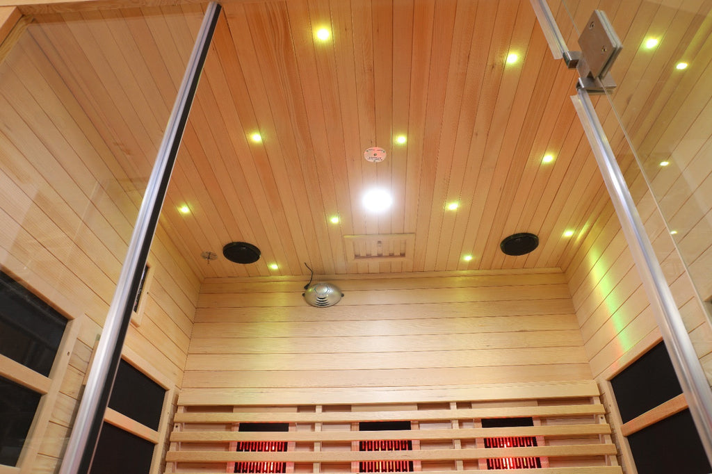 Blisspod | Venetian | Full Spectrum Indoor Premium Canadian Hemlock Ultra Low EMF Sauna | 11 Heaters | Chromotherapy & Reflexology | 3 Person