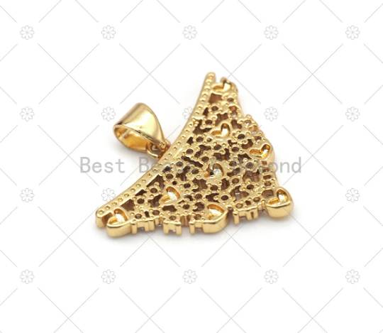CZ Heart On Triangle Shape Charm,   Sku#LK559