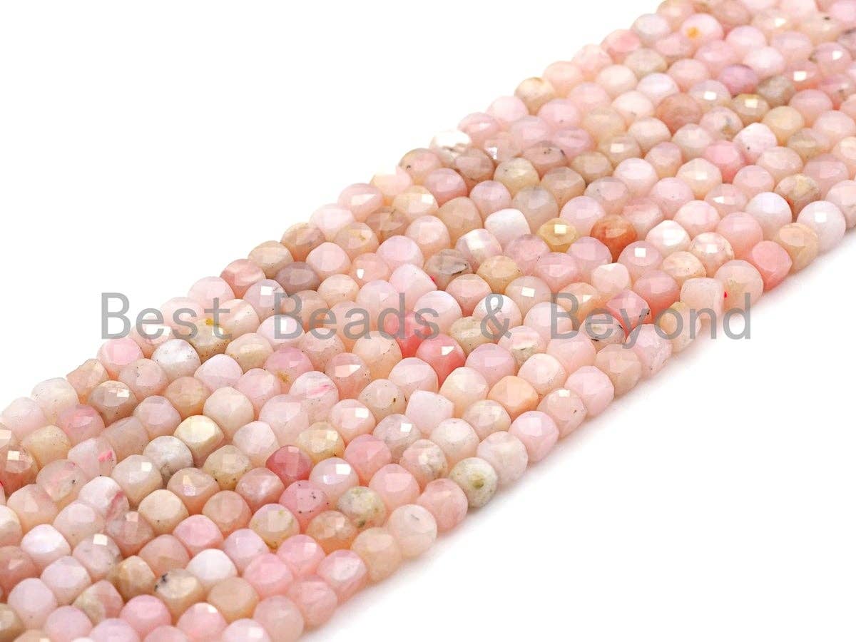 High Quality 4mm Pink Opal Faceted Cube Beads, Cube Pink Opal beads, 15.5" Full strand, sku#U779