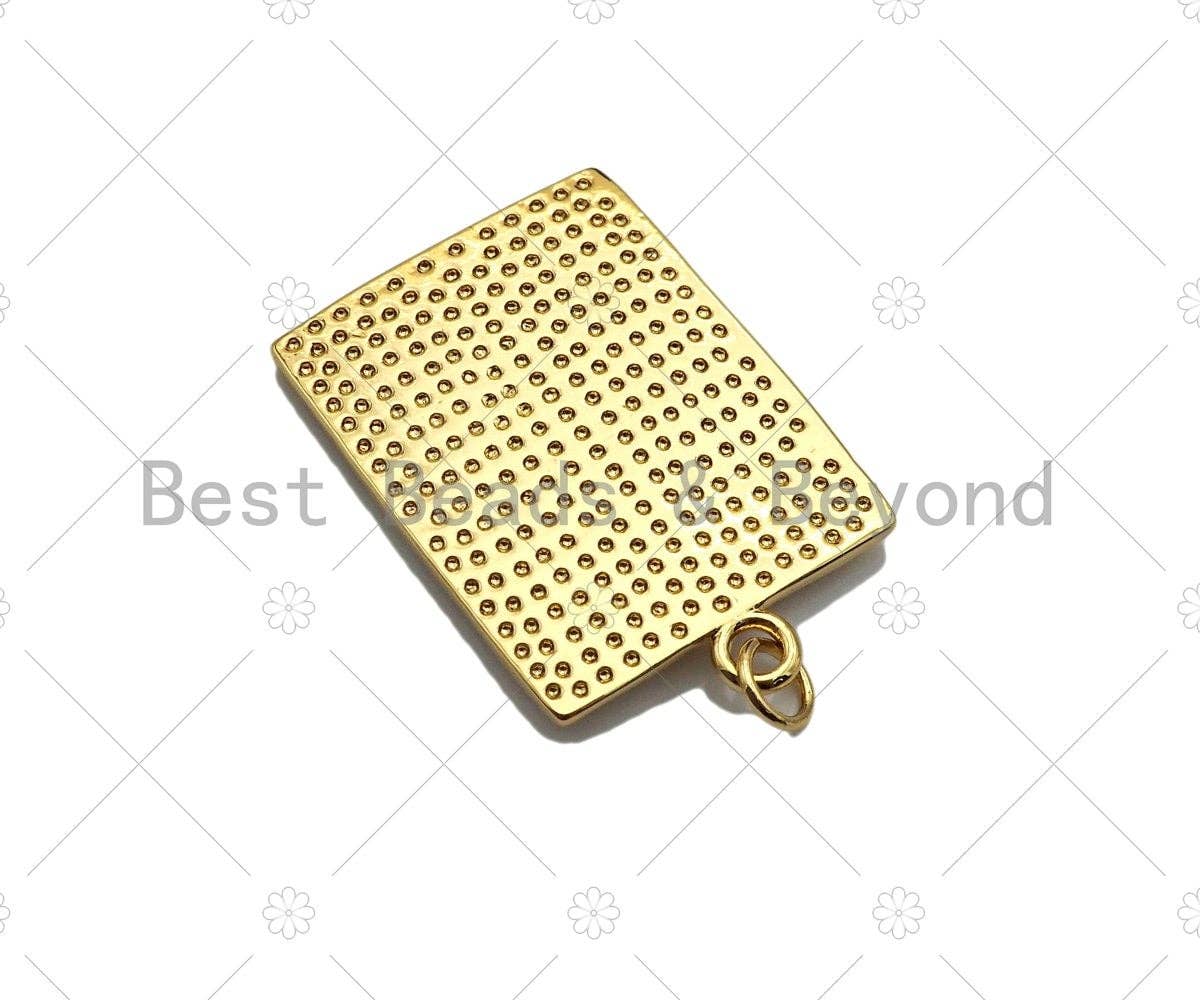 18k Dainty Gold Tree On Rectangle Shape Charms, Dainty Charms, Gold Treen Pendant, Rectangle Necklace Charms, 21x31mm, Sku#LK184