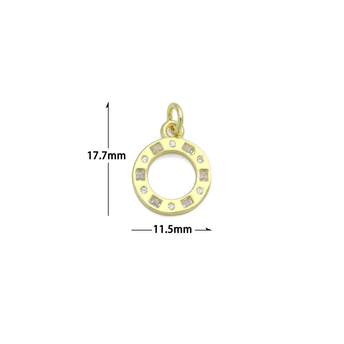 Clear CZ Gold Round Circle Charm Pendant,Sku#LD731