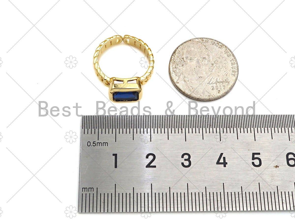 Gold Colorful Big CZ Adjustable Ring, Sku#LK368