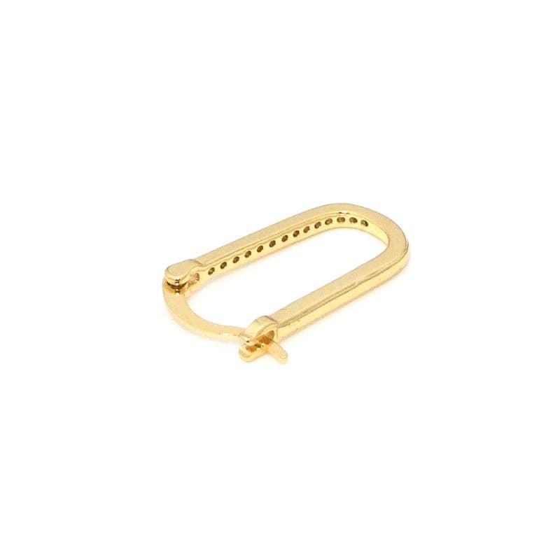 Gold Clear CZ Oval Hoop Earrings, Sku#LK780