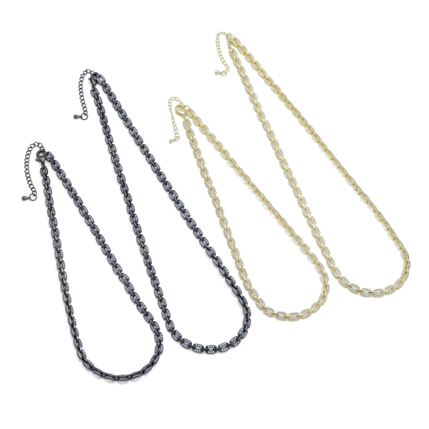 CZ Rectangle Chain Necklace, Sku#EF600