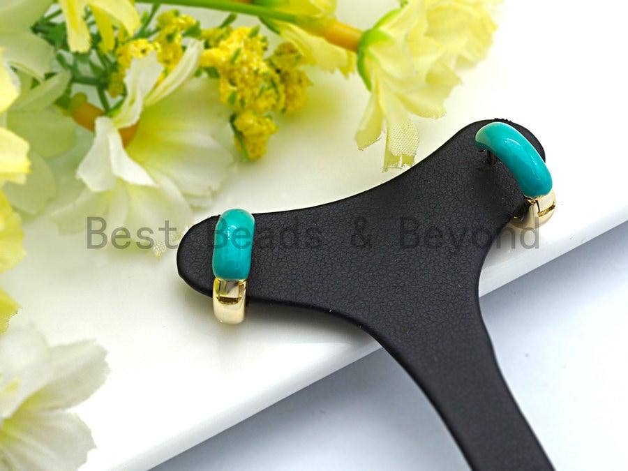 Enamel Gold Hoop Earrings, Sku#J88