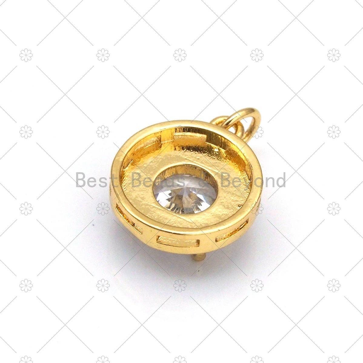 Big Clear CZ Micro Pave on Enamel Colorful Round Coin Shape Pendant,Sku#F1443C