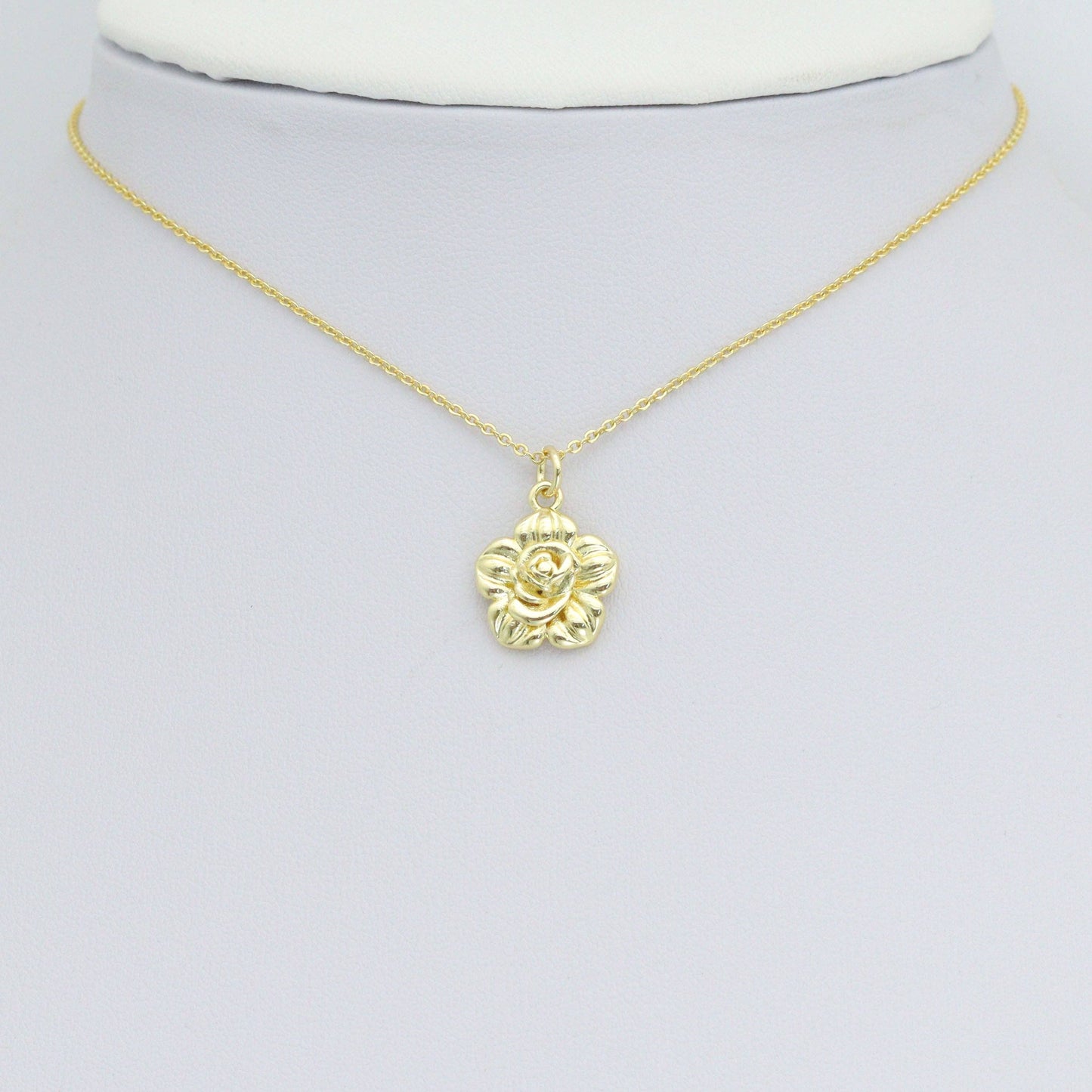 Gold 3D Flower Charm Pendant, Sku#LK1187