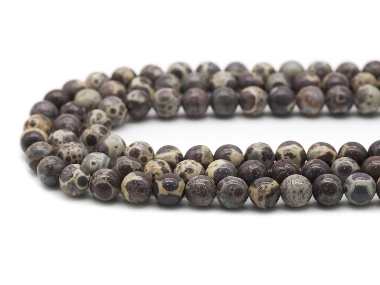 Genuine Brown Ocean Jasper Round Smooth Beads, Sku#U1353