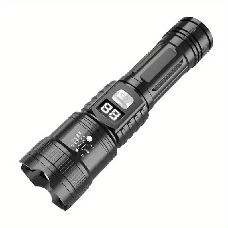 Lampe de poche tactique LED ultra-lumineuse – 3 modes, rechargeable USB, 600 lumens, extérieur, randonnée et camping