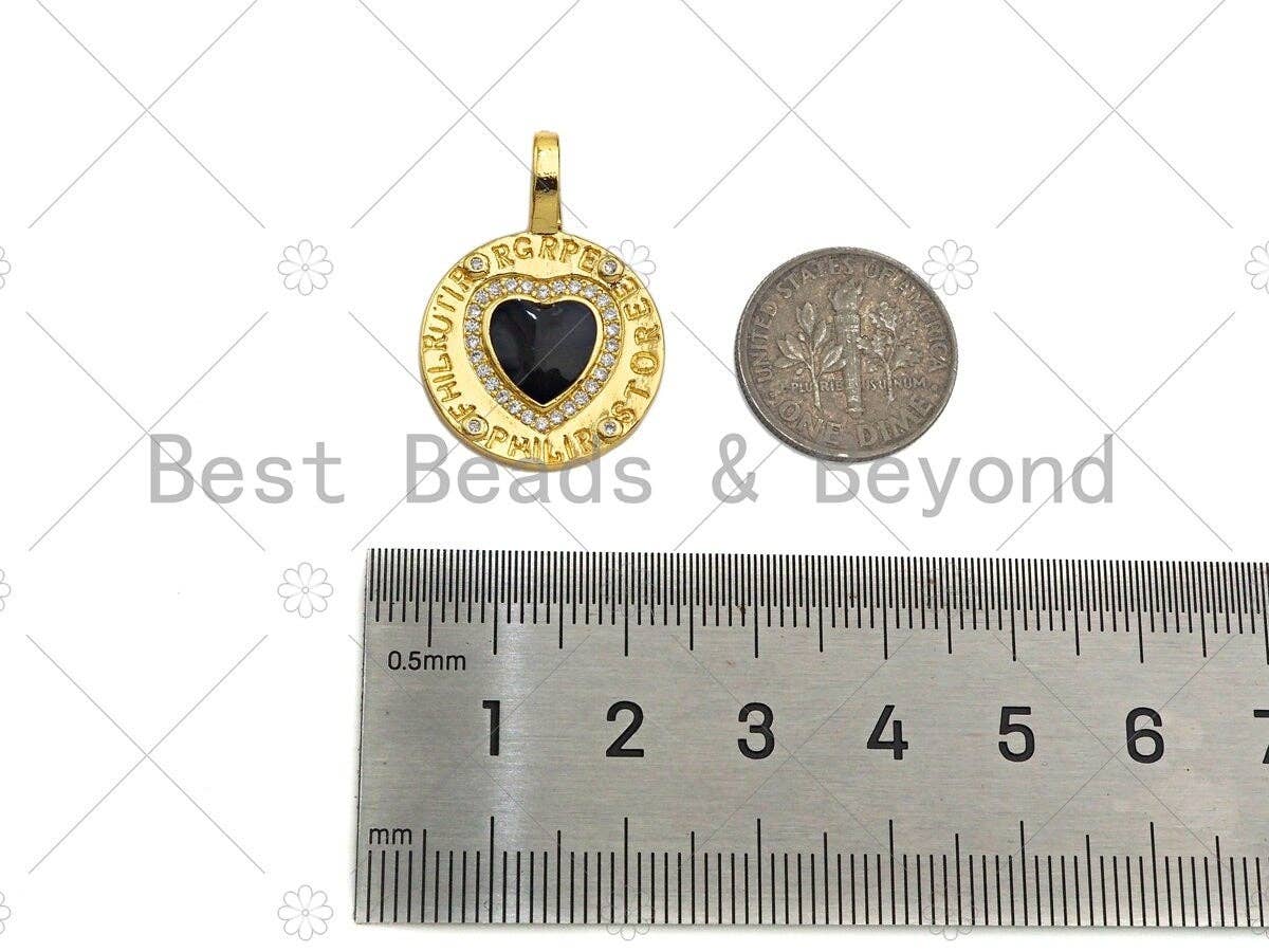 Enamel heart click on charm pendant, enamel heart, Sku#L471
