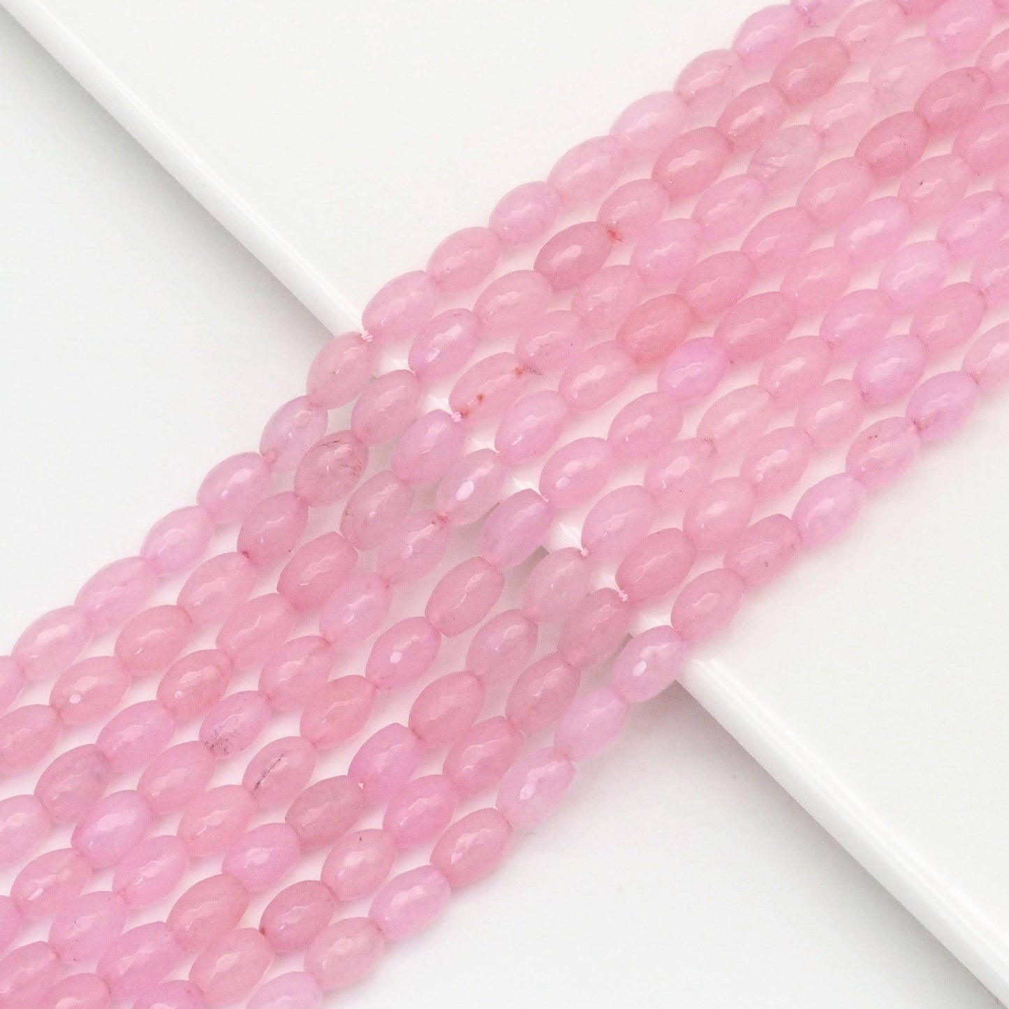 Rice Shape Faceted Pink Jade Beads, Sku#U1716