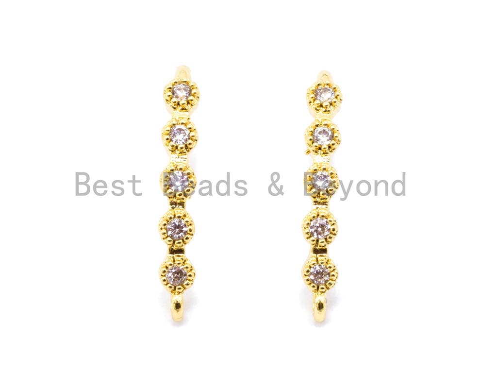 CZ Micro Pave Silver, Rose gold, Black Rhodium Plated French Wire Earring Hooks, Earring Findings, 1pair/ 3pairs, sku#J20