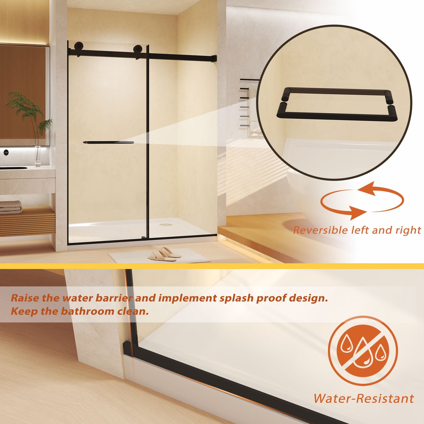 Frameless Double Sliding Shower Door 56-60" W x 74" H