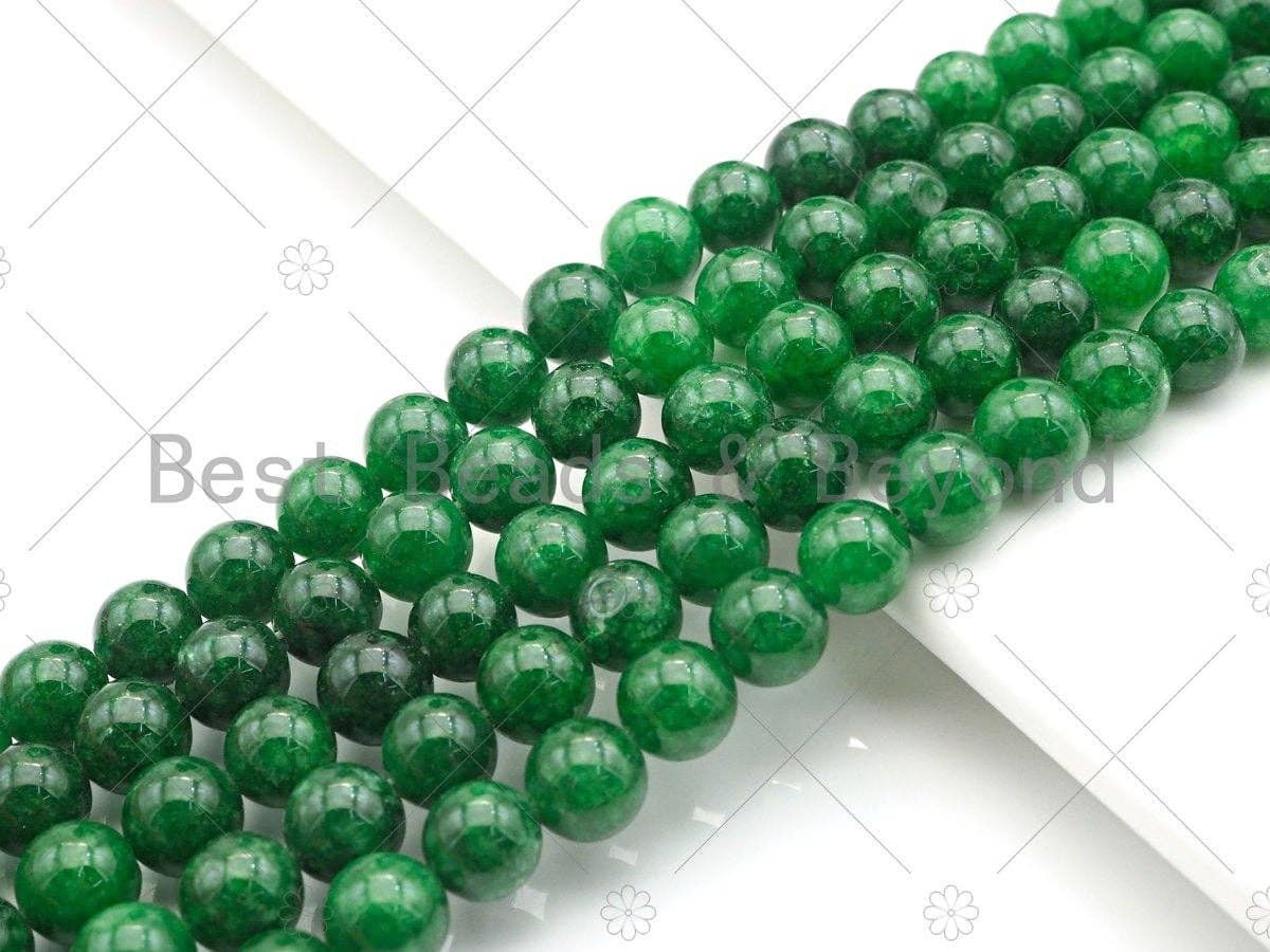 Natrual Emerald/Angelite Jade, 6mm/8mm/10mm Round Smooth Jade, Dyed Jade, 15.5'' Full Strand, Sku#U1000c