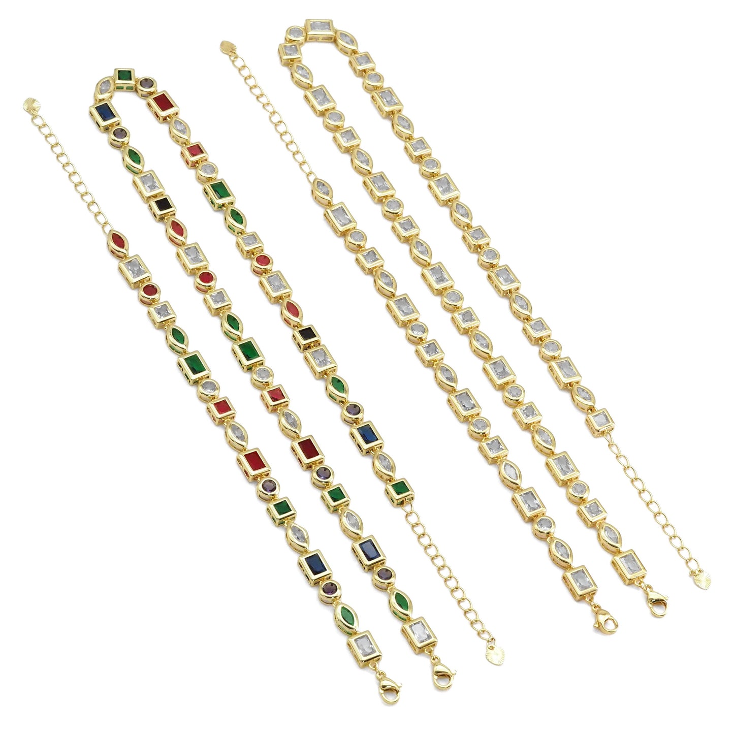 Clear Colorful Oval Square Rectangle Round CZ necklace, LD454