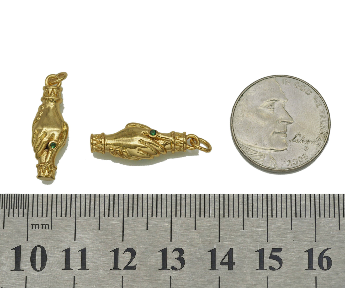 CZ Shaking Hands Charm, Sku#Y691