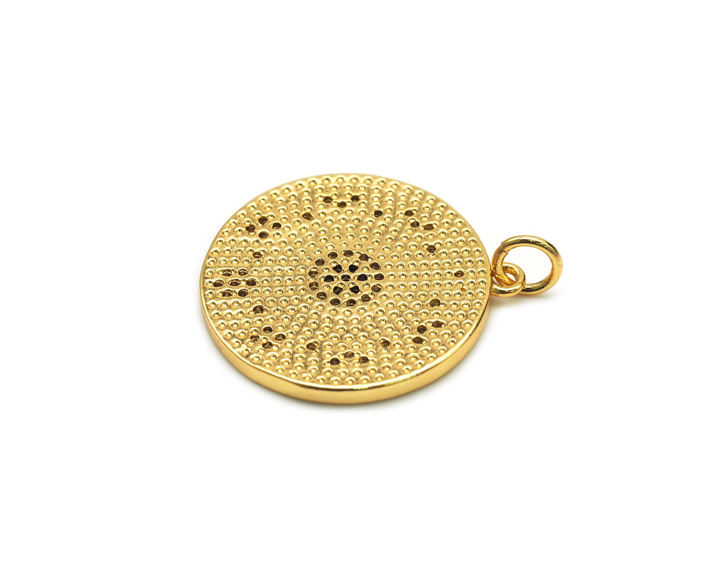 CZ Flower Round Medallion Pendant, Sku#LK600
