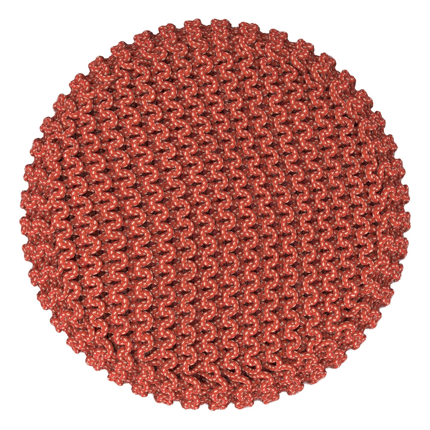 Wynne - Round Knitted Outdoor / Indoor Pouf - Orange