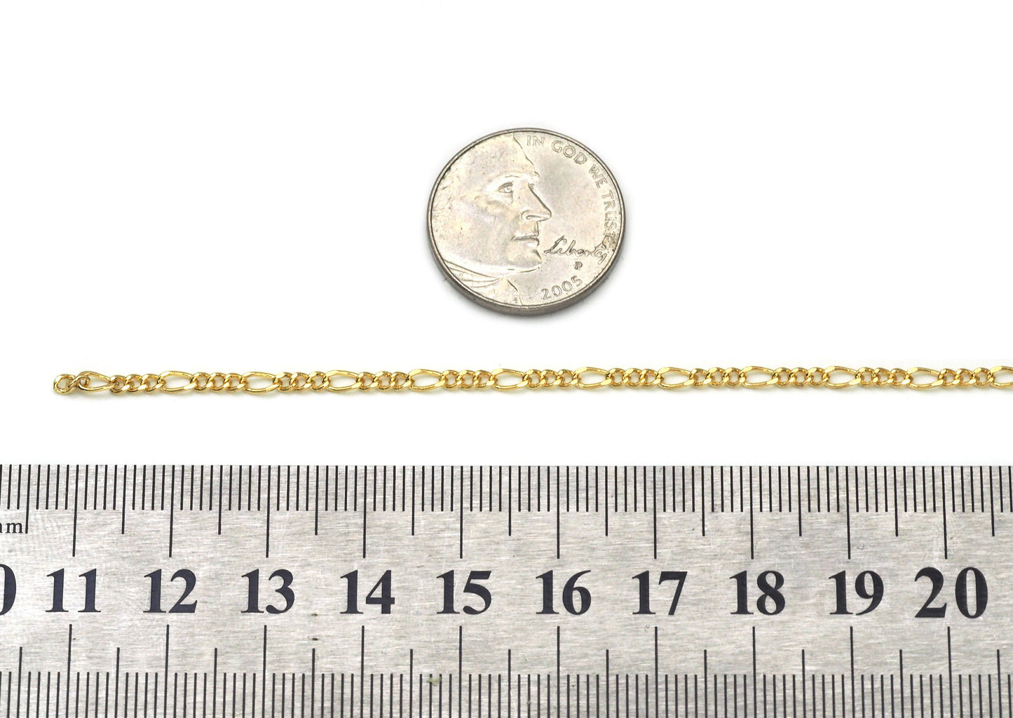 18K Gold Dainty Figaro Chain, sku#E559