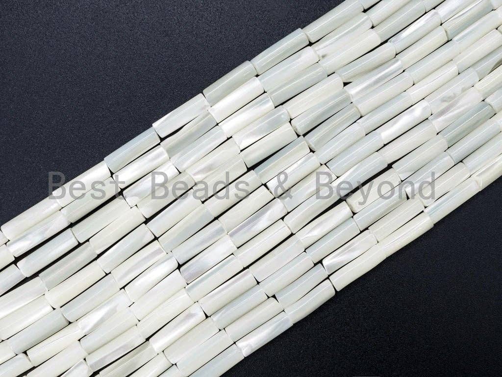 High Quality White Mother of Pearl, Mop Shell, White Shell, Cylinder/Tube Smooth Beads,3x4mm/3x5mm/4x8mm/4x13mm, 15inch strand, sku#T34