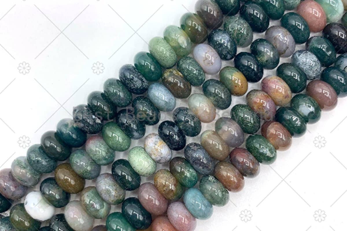 2mm Large Hole Natural Indian Agate Beads, 6x10mm Rondelle Smooth Indian Agate, Big Hole Beads, 8" Long Strands, Sku#U1238C