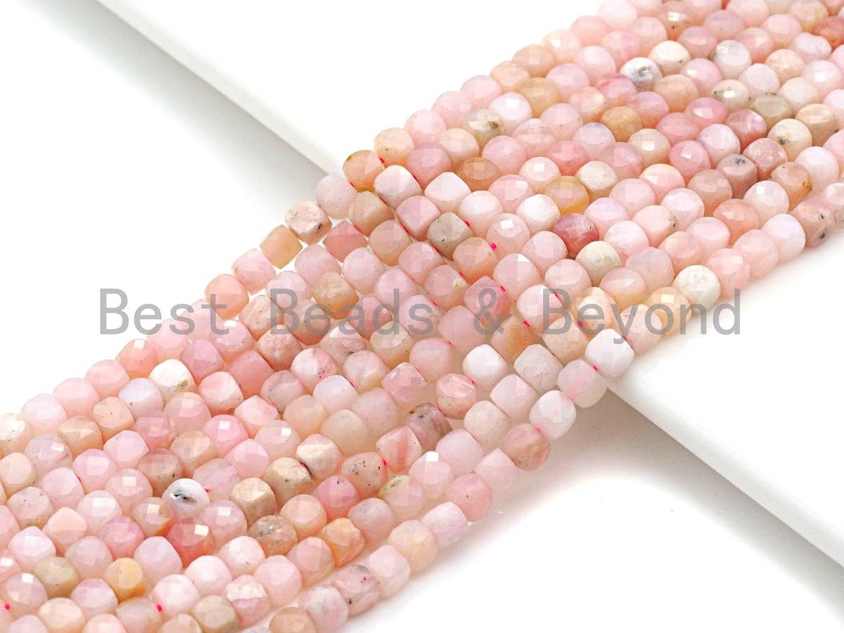 High Quality 4mm Pink Opal Faceted Cube Beads, Cube Pink Opal beads, 15.5" Full strand, sku#U779