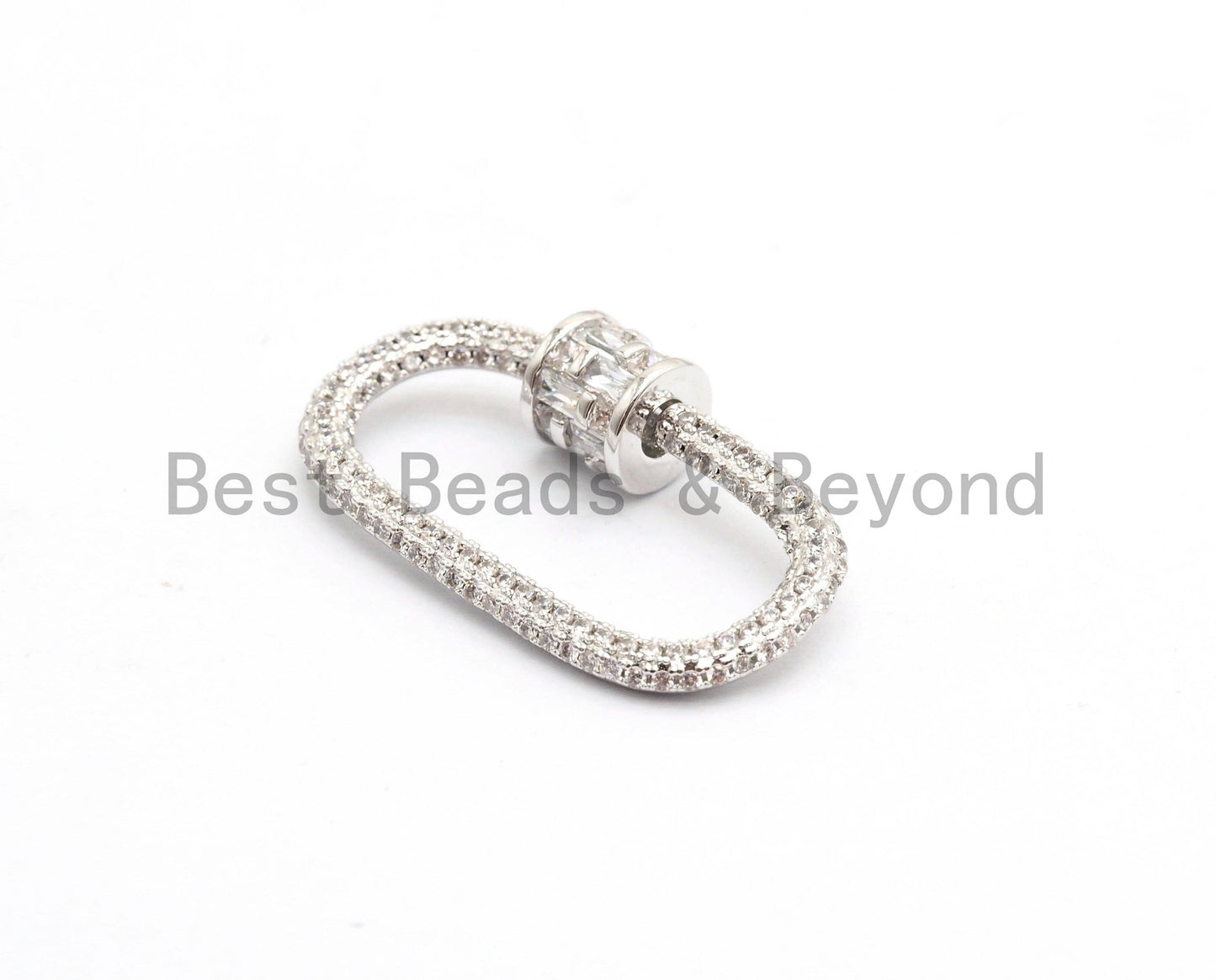 CZ Micro Pave Oval Shape Clasp, Gold/Rose gold/Gunmetal/Silver Plated Clasp, 15x29mm, sku#H144
