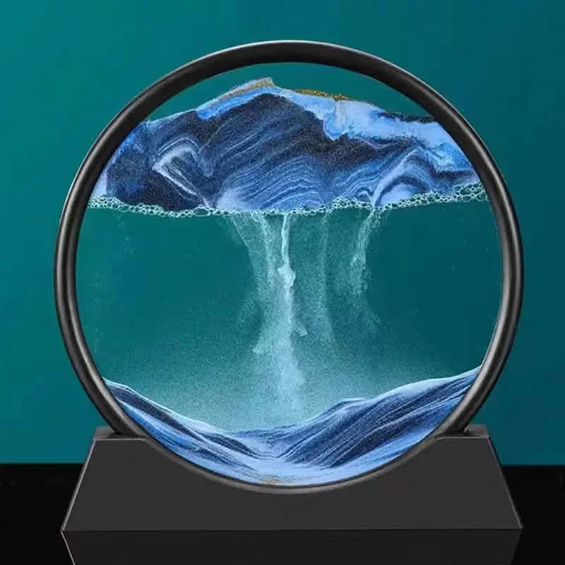 3D深海動く砂アート、リラックスできるキネティックサンドスケープアート卓上装飾